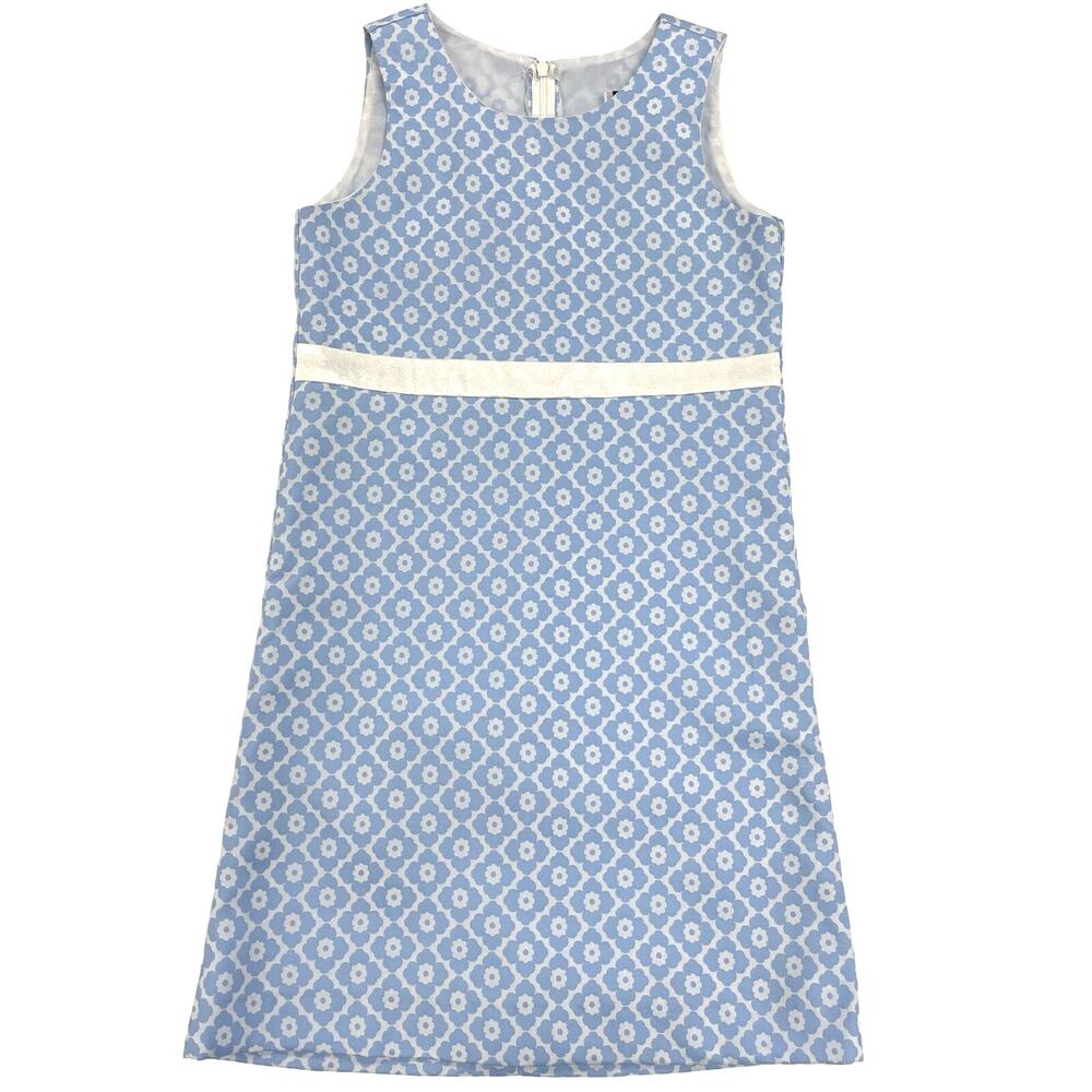 Maggie Breen Girls Blue & White Floral Print Sleeveless Shift Dress 12